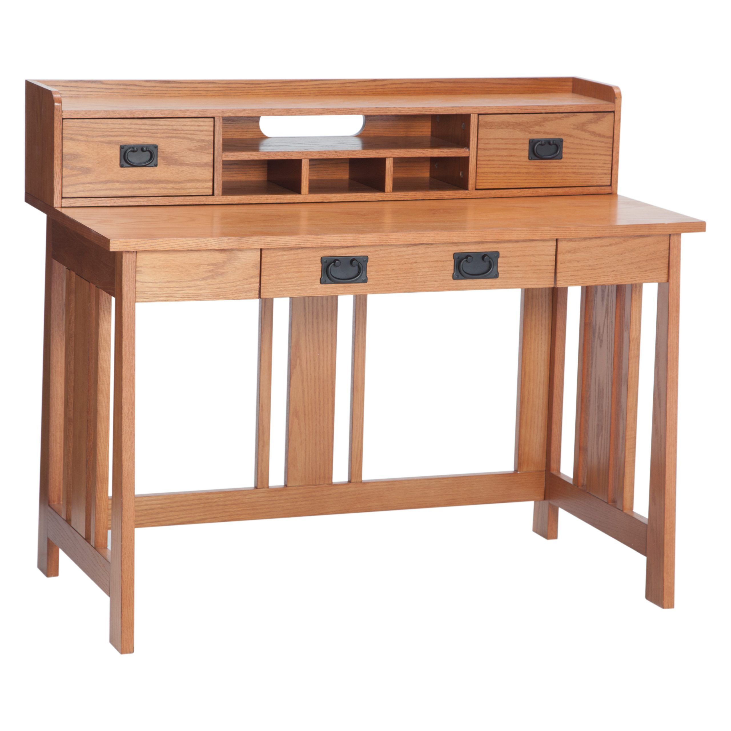 Belham Living Everett Mission Writing Desk With Optional Hutch – Light Within Oak Computer Writing Desks (View 8 of 15)