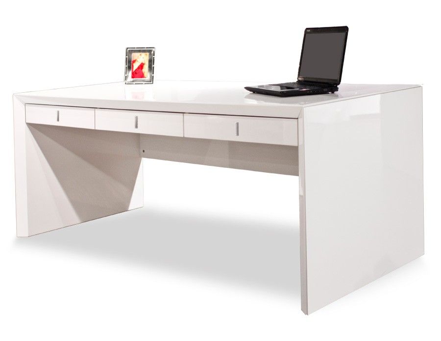 Bellini White Lacquer Desk Star Modern Furniture Throughout White Lacquer Stainless Steel Modern Desks (View 6 of 15)