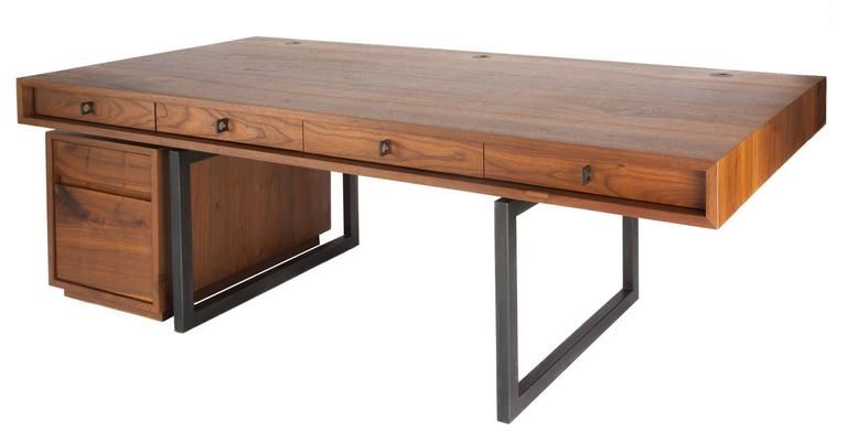 Berkeley Desk In Customizable Wood, Metal And Size For Sale At 1stdibs Inside Black Wood And Metal Office Desks (Photo 4 of 15)