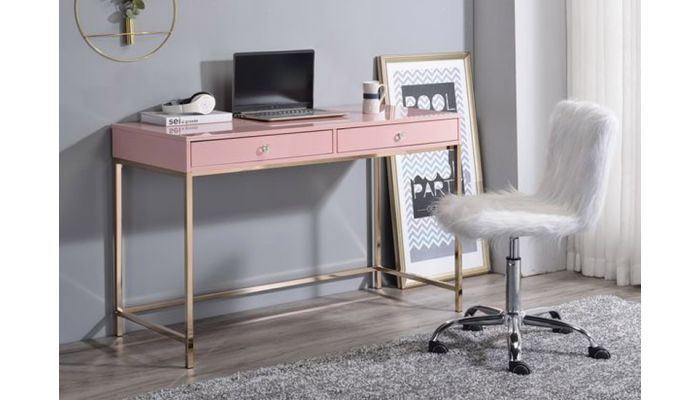 Bester Pink Lacquer Home Office Desk Throughout Pink Lacquer 2 Drawer Desks (View 3 of 15)