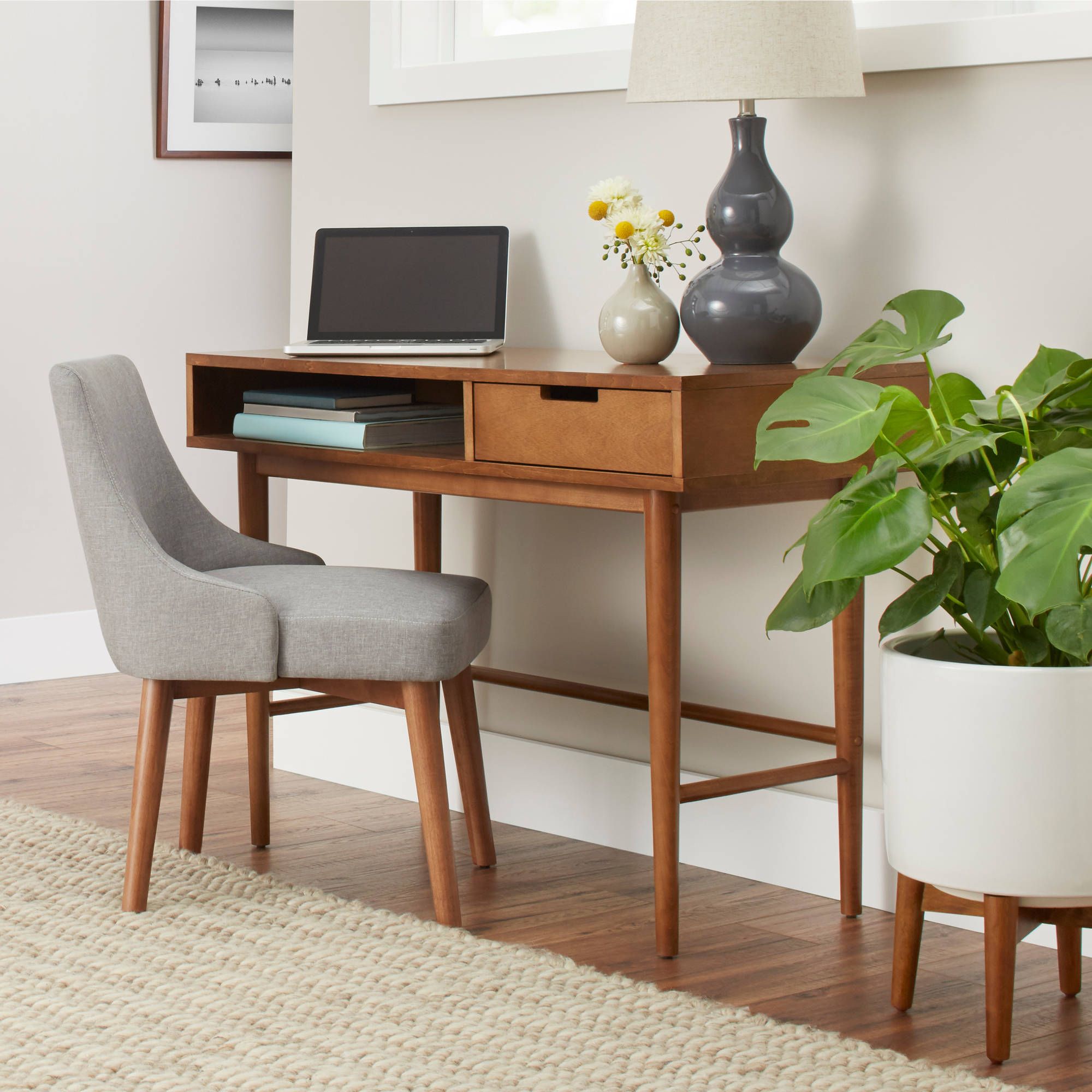 Better Homes & Gardens Flynn Mid Century Modern Desk, Multiple Colors Pertaining To Modern Ashwood Office Writing Desks (View 13 of 15)