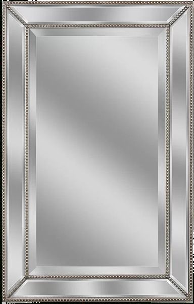 Beveled Beaded Accent Wall Mirror | Decorist Throughout Hussain Tile Accent Wall Mirrors (View 11 of 15)