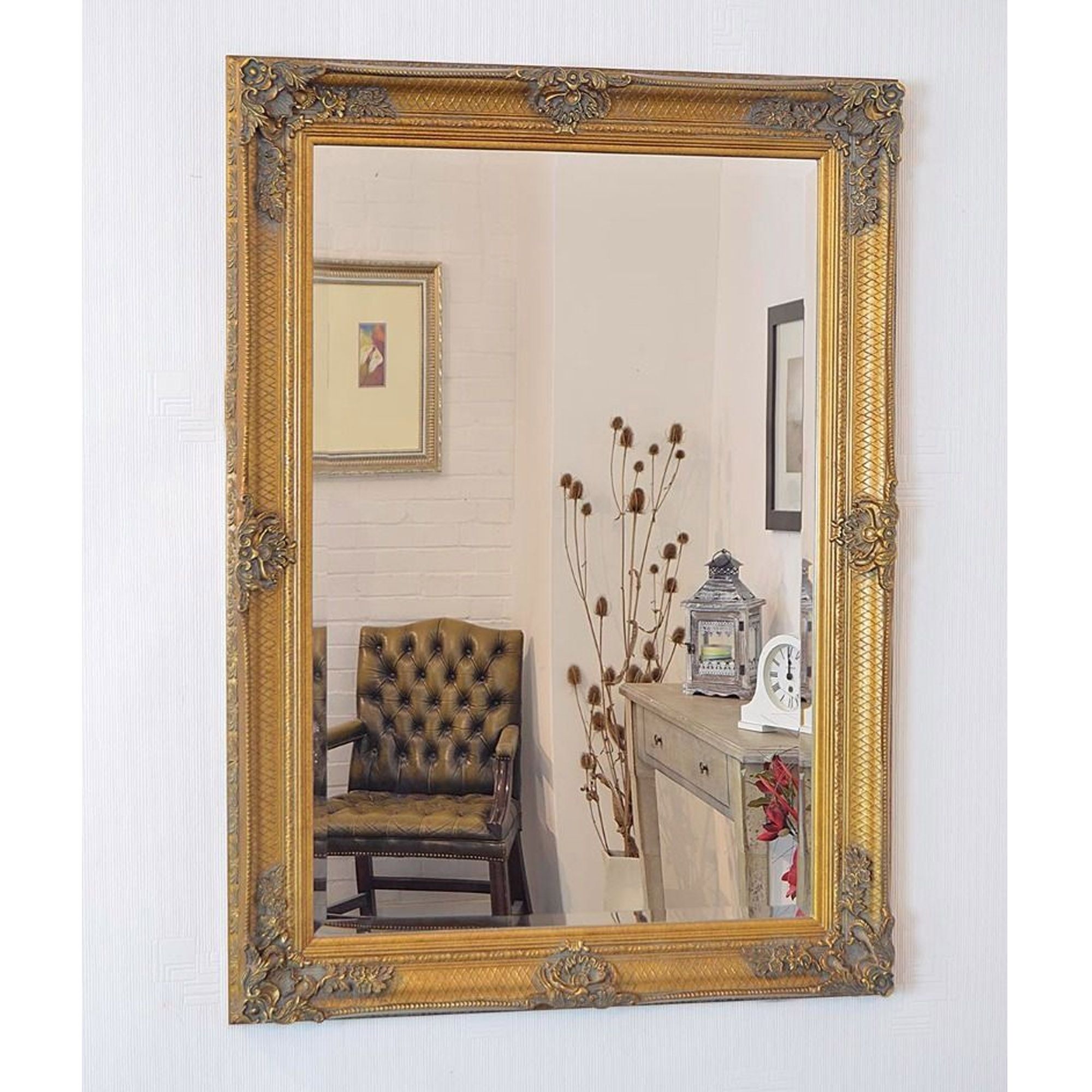 Beveled Gold Ornate Antique French Wall Mirror For Antiqued Glass Wall Mirrors (View 10 of 15)
