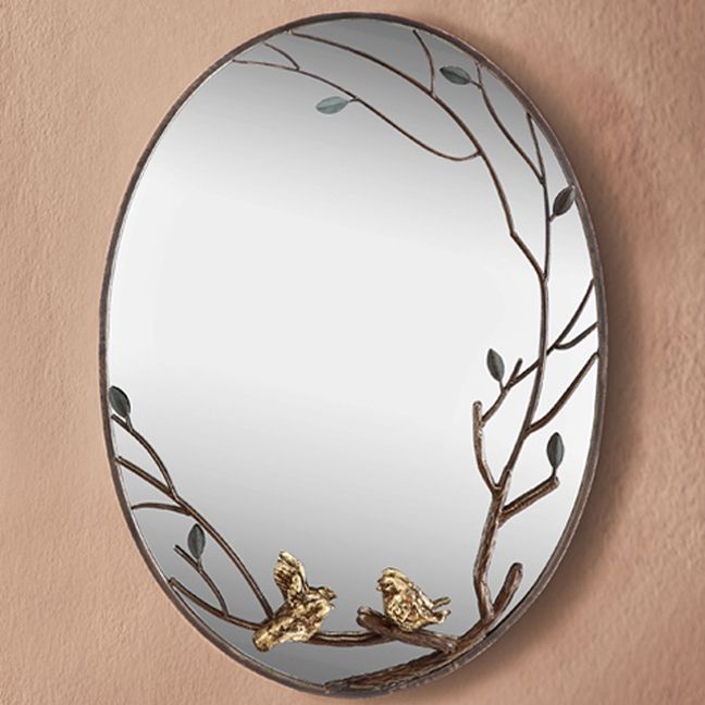 Bird & Branch Wall Mirror – Iron Accents Pertaining To Brass Iron Framed Wall Mirrors (View 6 of 15)