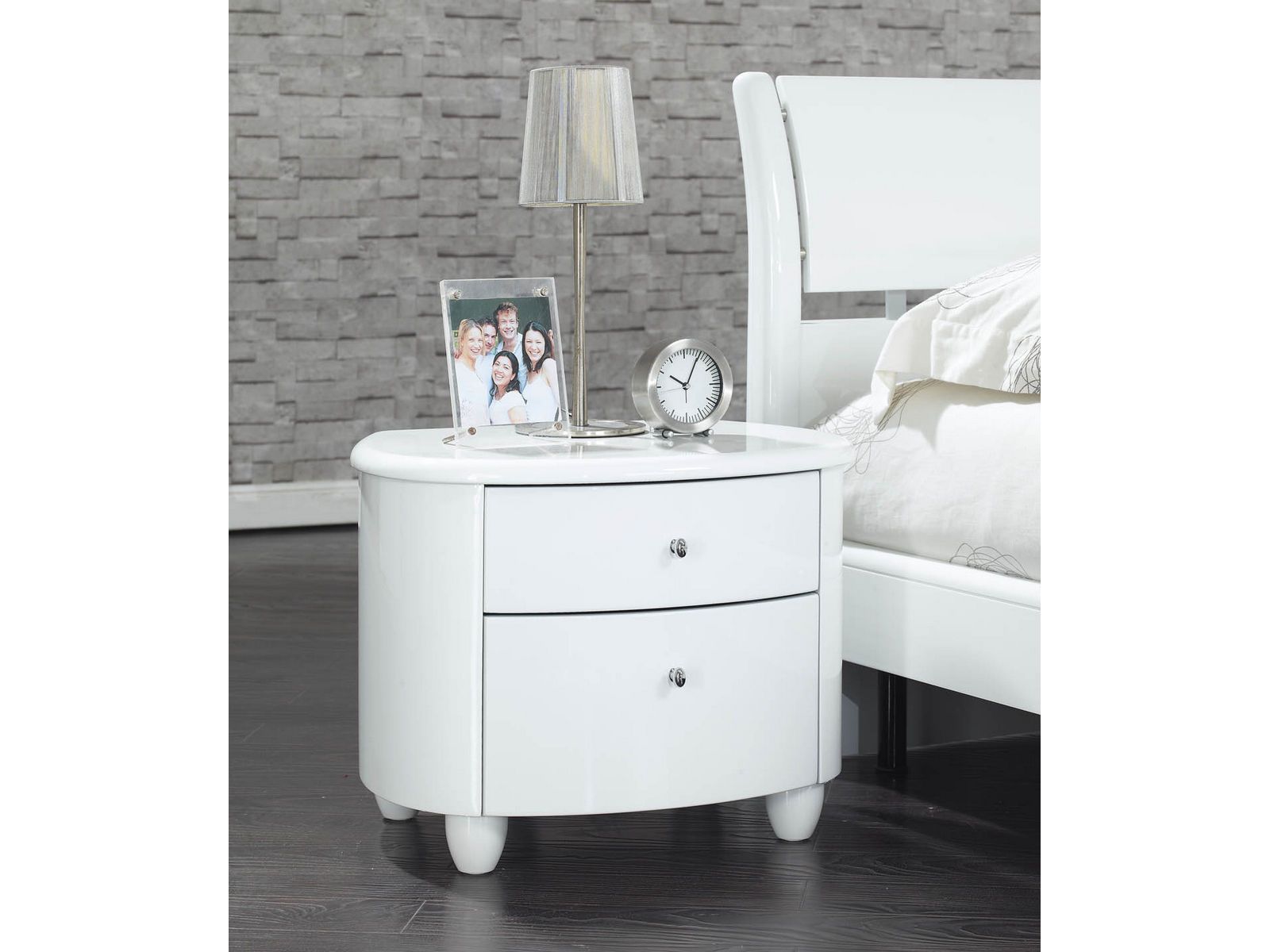 Birlea Aztec 2 Drawer Nightstand Bedside Cabinet – White Gloss Lacquer In White Lacquer 2 Drawer Desks (View 9 of 15)