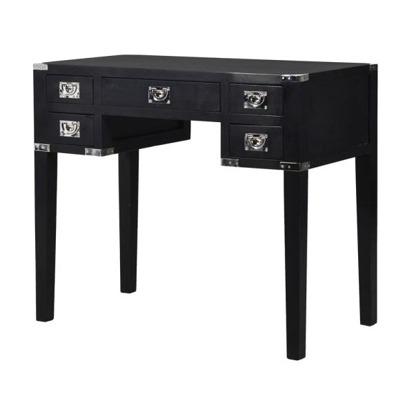 Black Kensington Small Writing Desk – Mylestone Interiors Ltd In Natural And Black Wood Writing Desks (View 14 of 15)