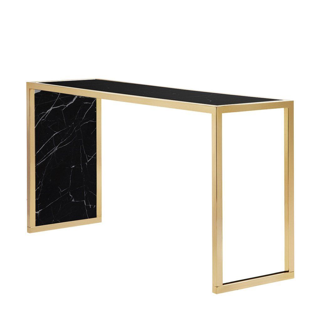 Black Marble And Brass Console | Console Table, Monochrome Interior For Marble And Black Metal Writing Tables (Photo 9 of 15)