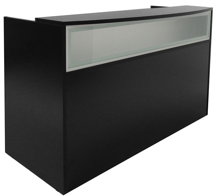 Black Reception Desk W/frosted Glass Panel Inside Aluminum And Frosted Glass Desks (Photo 14 of 15)