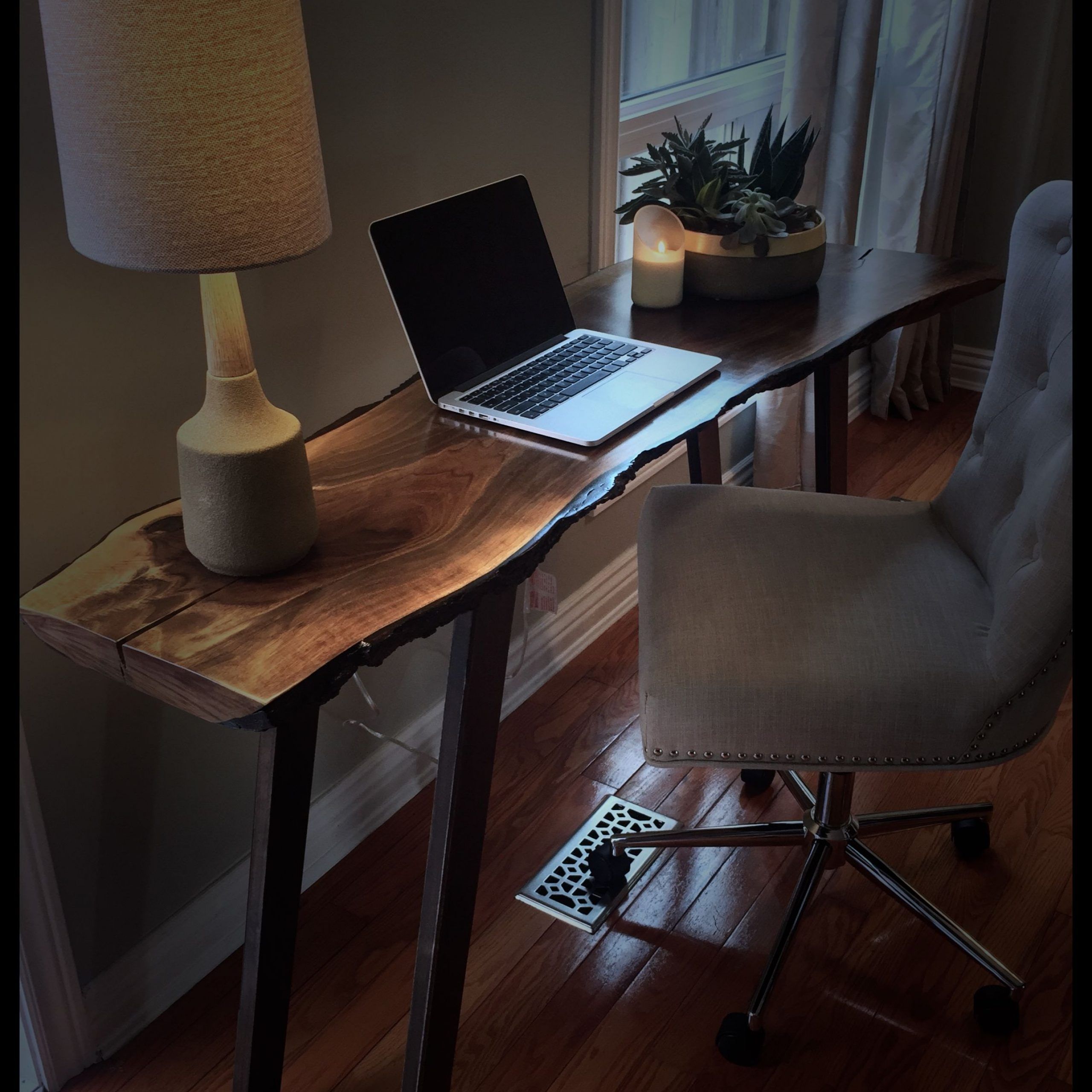 Black Walnut Live Edge Desk | Live Edge Desk, Desk In Living Room, Home For Farmhouse Black And Russet Wood Laptop Desks (Photo 15 of 15)