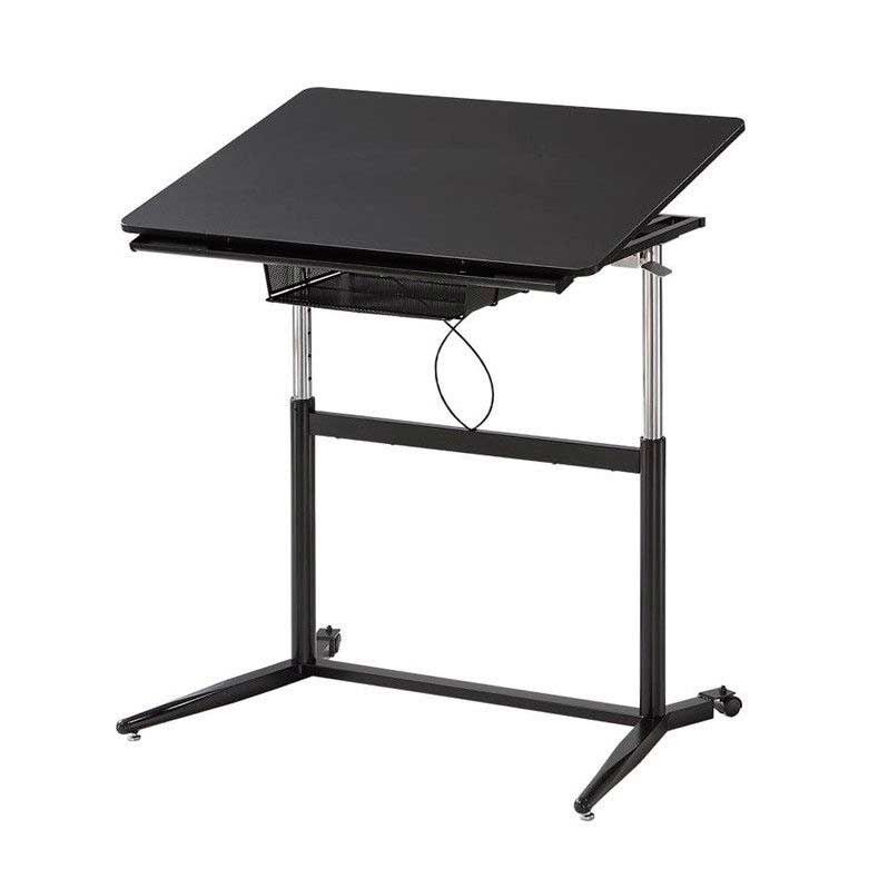 Black Wood Metal Adjustable Drafting Desk Co668 | Executive Throughout Modern Black Steel Desks (View 13 of 15)