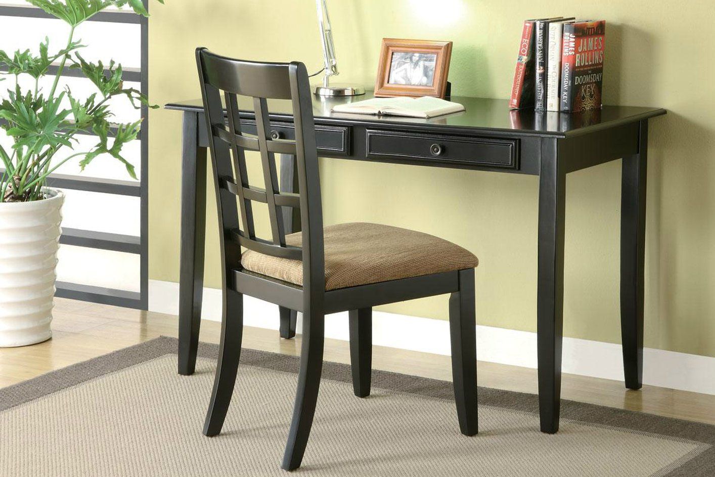 Black Wood Writing Desk Set – Steal A Sofa Furniture Outlet Los Angeles Ca Pertaining To Elm Wood Black Desks (Photo 15 of 15)