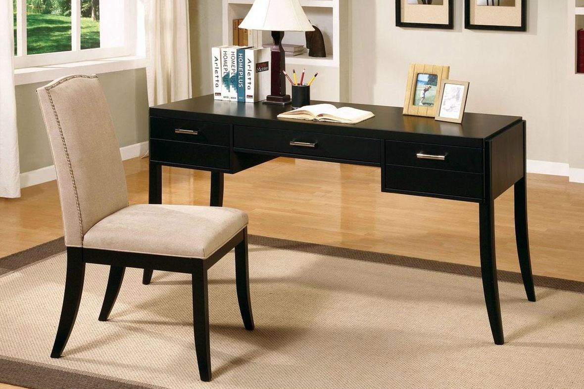 Black Wood Writing Desk Set – Steal A Sofa Furniture Outlet Los Angeles Ca Regarding Elm Wood Black Desks (Photo 1 of 15)