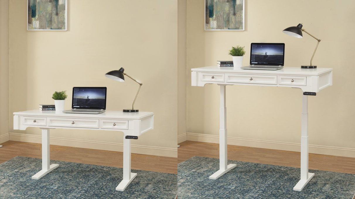 Boca 57" Sit / Stand Power Lift Adjustable Height Writing Desk Cottage In Adjustable Electric Lift Desks (View 9 of 15)