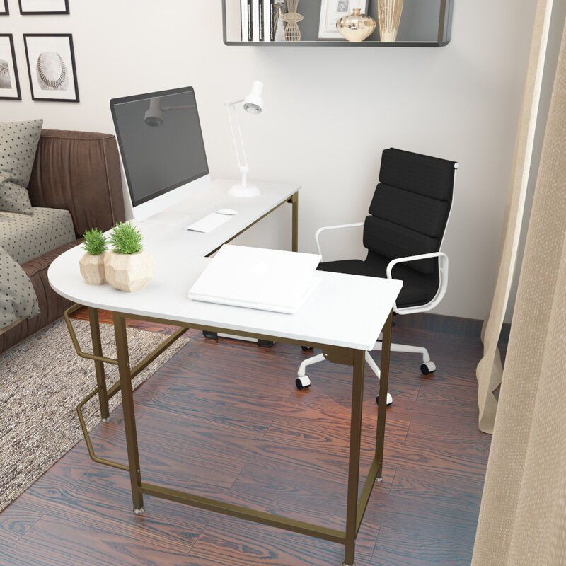 Bontrager L Shape Desk In 2020 | Home Office Decor, Home, Home Office For Hwhite Wood And Metal Office Desks (View 15 of 15)