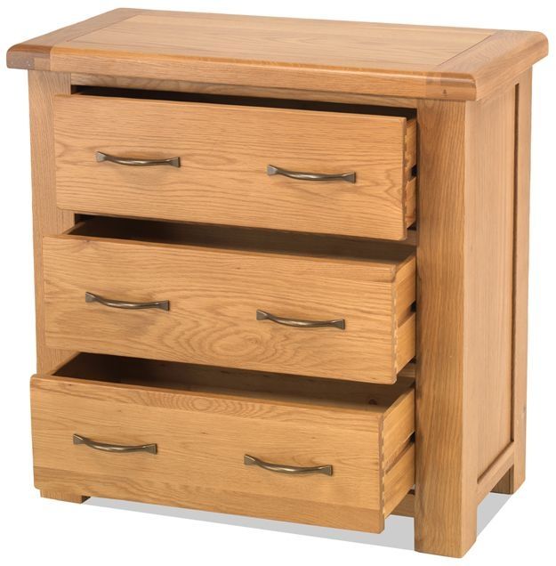 Bradburn Oak 3 Drawer Chest – Cfs Furniture Uk With Burnished Oak 3 Drawer Desks (Photo 11 of 15)