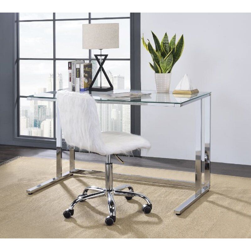 Brayden Studio® 47"lx 24"wx 30"h Writing Desk Gaming Desk For Household Regarding Tempered Glass And Gold Metal Office Desks (View 8 of 15)