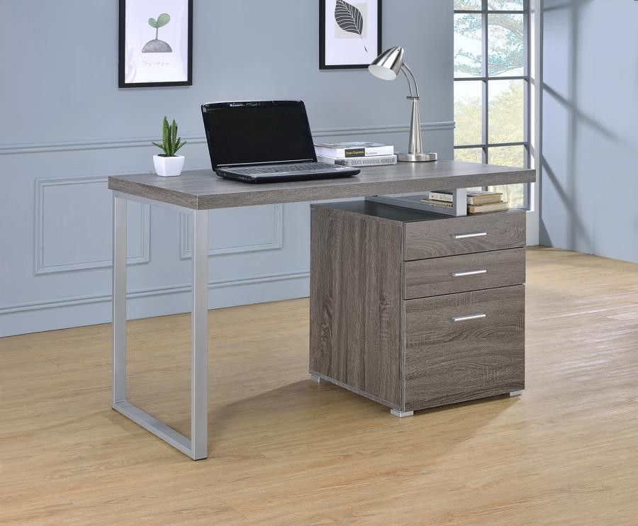 Brennan Desk – Contemporary Weathered Grey Writing Desk | 800520 | Home With Regard To Gray Wash Wood Writing Desks (View 6 of 15)