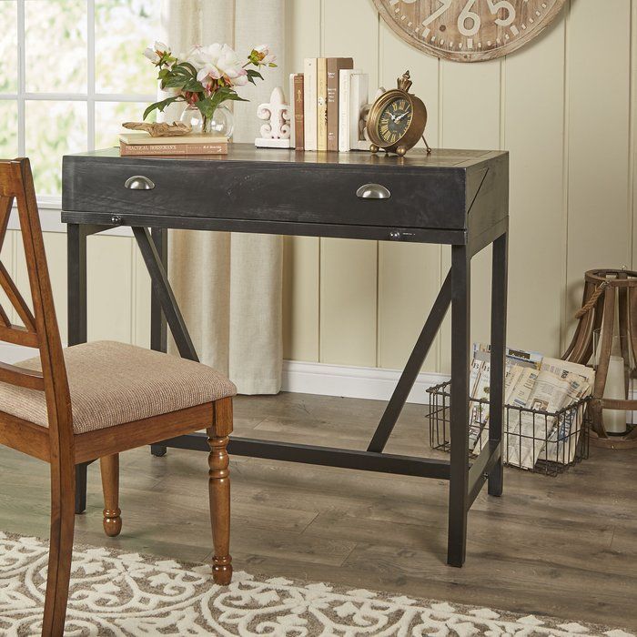 Brileigh Desk | Solid Wood Desk, Solid Wood Writing Desk, Wood Desk Pertaining To Natural And Black Wood Writing Desks (View 5 of 15)