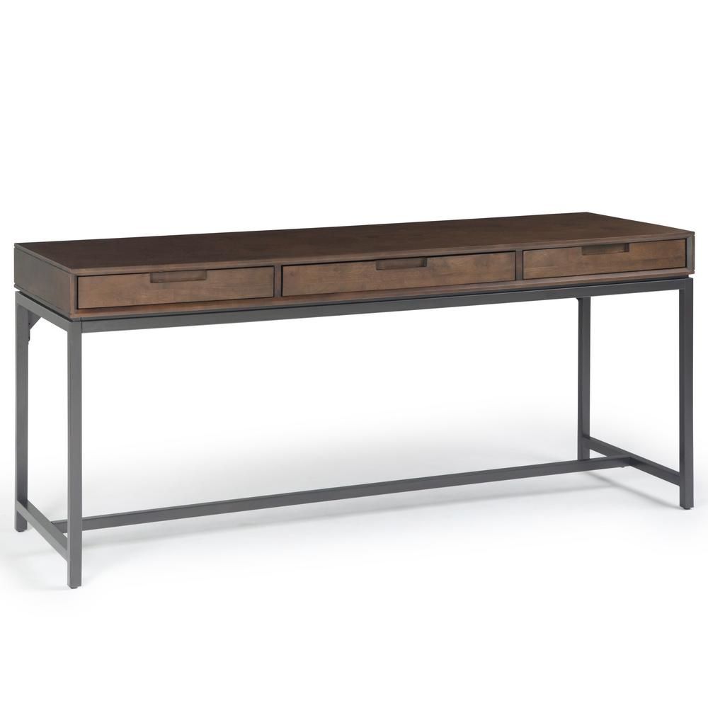 Brooklyn + Max 72 In. Rectangular Walnut Brown 3 Drawer Writing Desk Within Natural Brown Wood 3 Drawer Desks (Photo 6 of 15)
