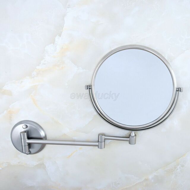Brushed Nickel Makeup Mirrors Wall Mounted Extending Folding Double In Single Sided Polished Nickel Wall Mirrors (View 14 of 15)