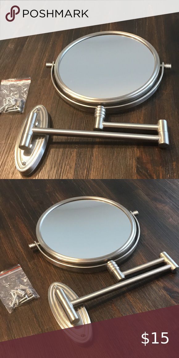 Brushed Nickel Wallmount Magnifying Mirror A Brushed Nickel Wall Mount With Regard To Ceiling Hung Polished Nickel Oval Mirrors (Photo 15 of 15)