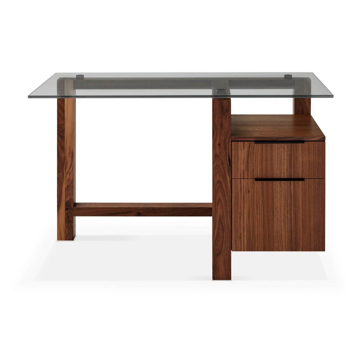 Buro, Walnut Wood Desk With Glass Top | Must Within Black Glass And Natural Wood Office Desks (View 13 of 15)