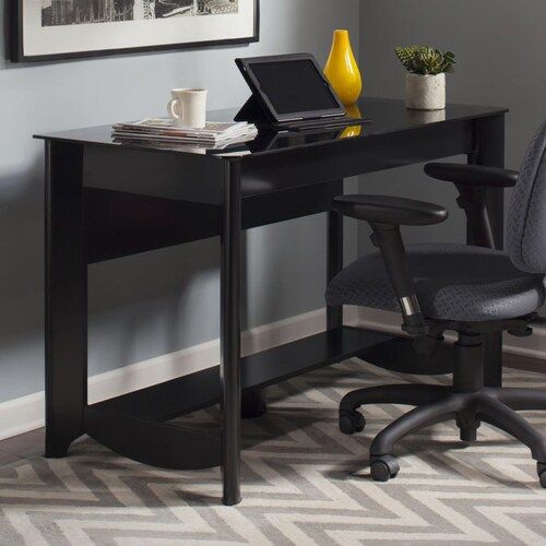 Bush Furniture Aero Transitional Classic Black Writing Desk In The With Black And Gray Oval Writing Desks (View 15 of 15)