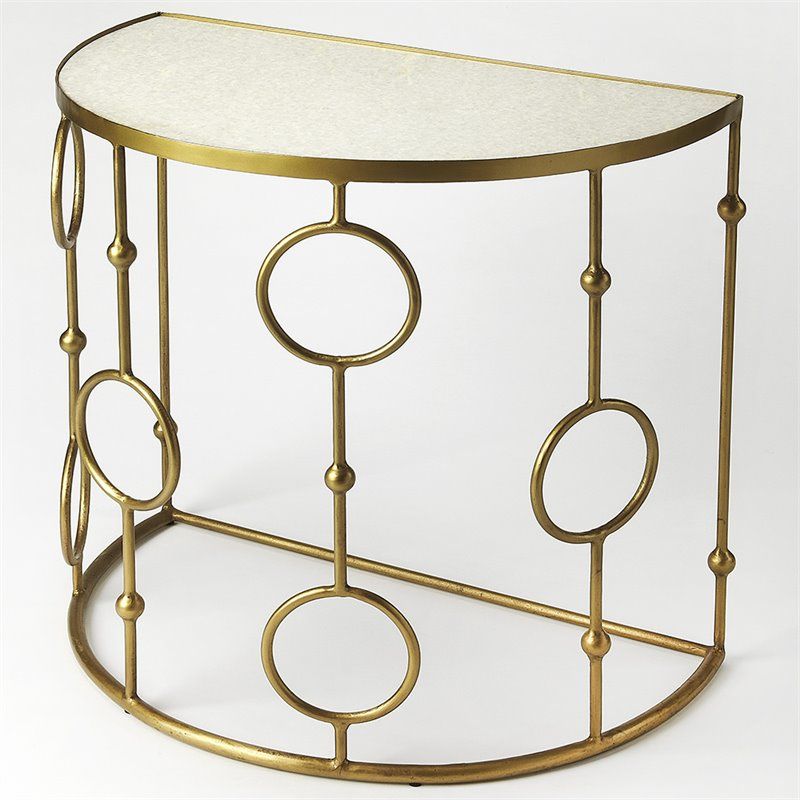 Butler Specialty Marble Top Accent Console Table In White And Gold With Regard To Rubbed White Console Tables (View 15 of 15)