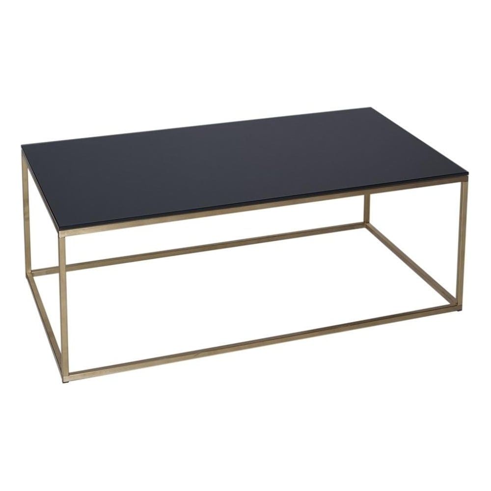Buy Black Glass And Metal Rectangular Coffee Table From Fusion Living With Glass And Gold Rectangular Desks (View 7 of 15)