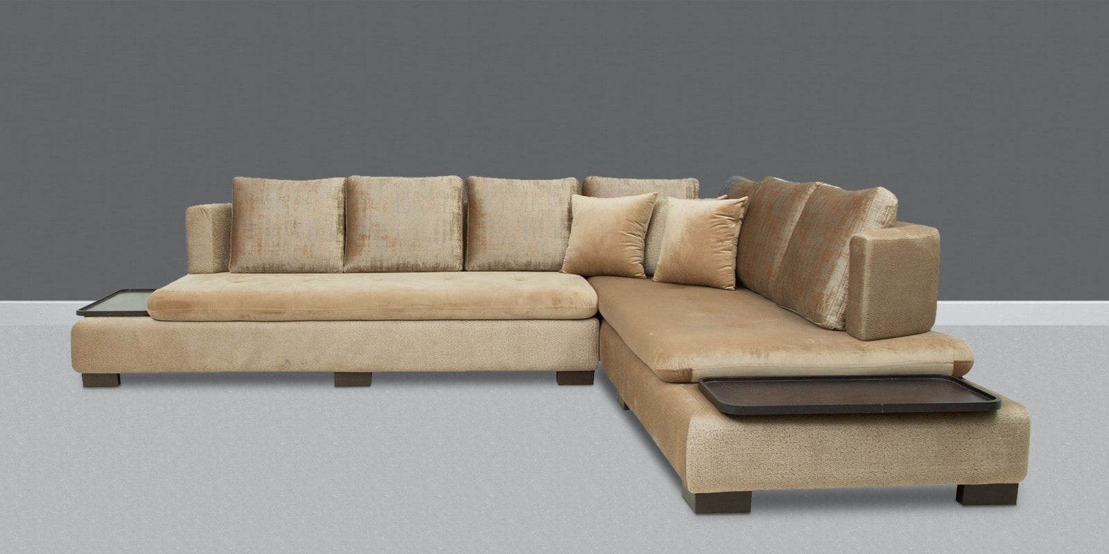 Buy Denver Lhs Sectional Sofa In Brown Colourstar India Online With Brown And Yellow Sectional Corner Desks (Photo 1 of 15)