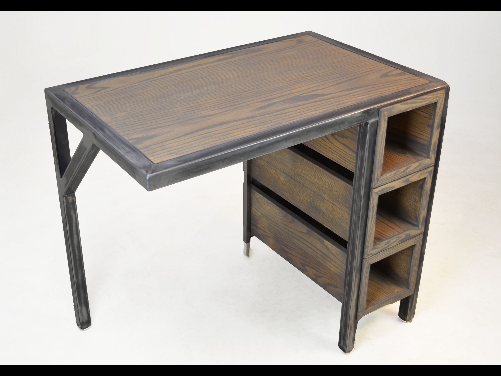 Buy Handmade Custom Industrial Contemporary Metal Oak Wood Desk, Made Throughout Modern Teal Steel Desks (View 13 of 15)