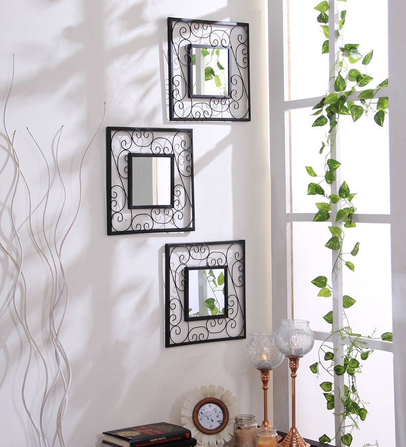 Buy Iron Square Wall Mirror In Black Colourhosley Online – Square Within Black Square Wall Mirrors (View 7 of 15)