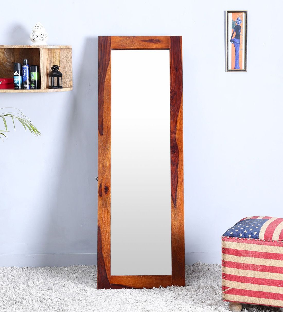 Buy Solid Wood Full Length Mirror In Brown Coloursatyam For Mahogany Full Length Mirrors (View 8 of 15)
