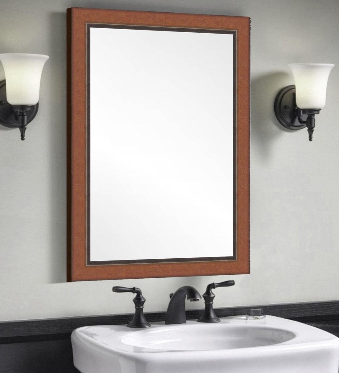Buy Synthetic Wood Rectangle Wall Mirror In Brown Colourelegant Inside Lugo Rectangle Accent Mirrors (Photo 8 of 15)
