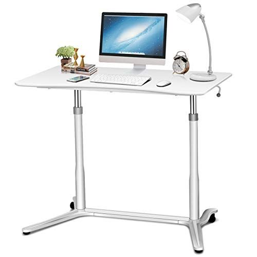 Buy Tangkula Computer Desk Home Office Dorm Rolling Wooden Top Height Intended For Green Adjustable Laptop Desks (View 12 of 15)