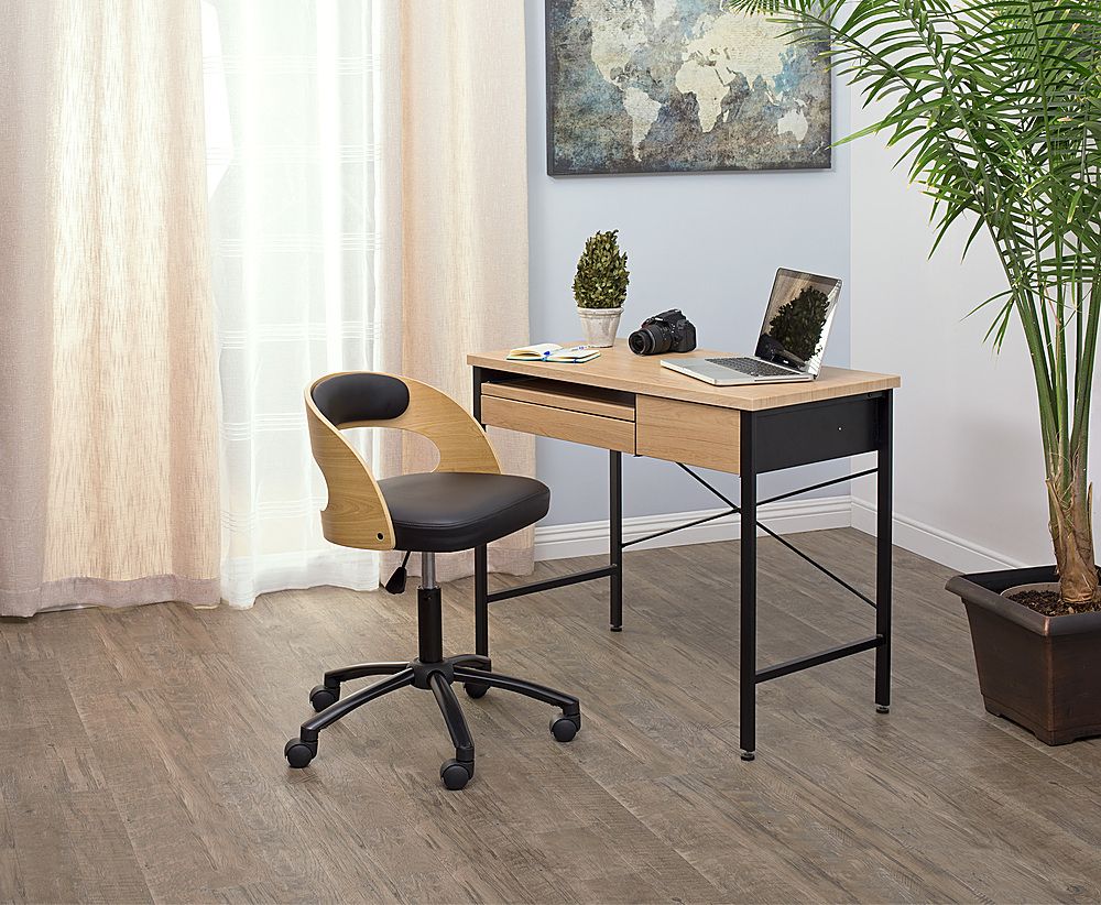 Calico Designs Ashwood Compact Desk Graphite/ashwood 51241 – Best Buy Throughout Graphite And Ashwood Writing Desks (View 7 of 15)