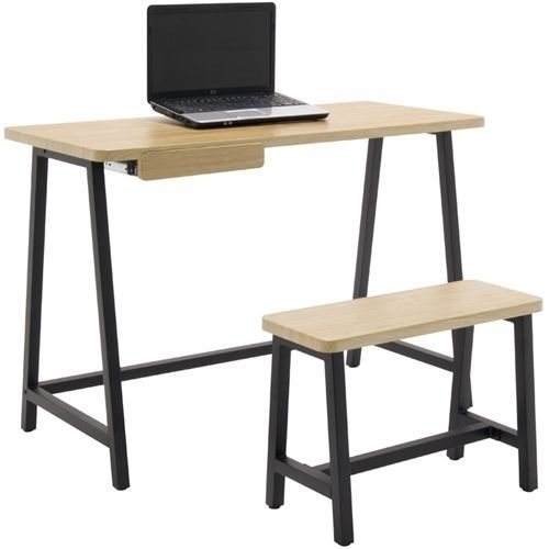 Calico Designs Ashwood Homeroom Desk And Bench Graphite/ashwood 51239 Throughout Graphite And Ashwood Writing Desks (View 11 of 15)