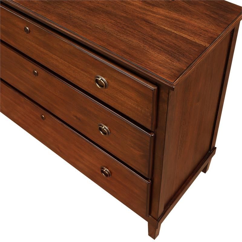 Cambridge Brown Wood 3 Drawer Dresser – 820 11 40 Within Matte White 3 Drawer Wood Desks (View 15 of 15)