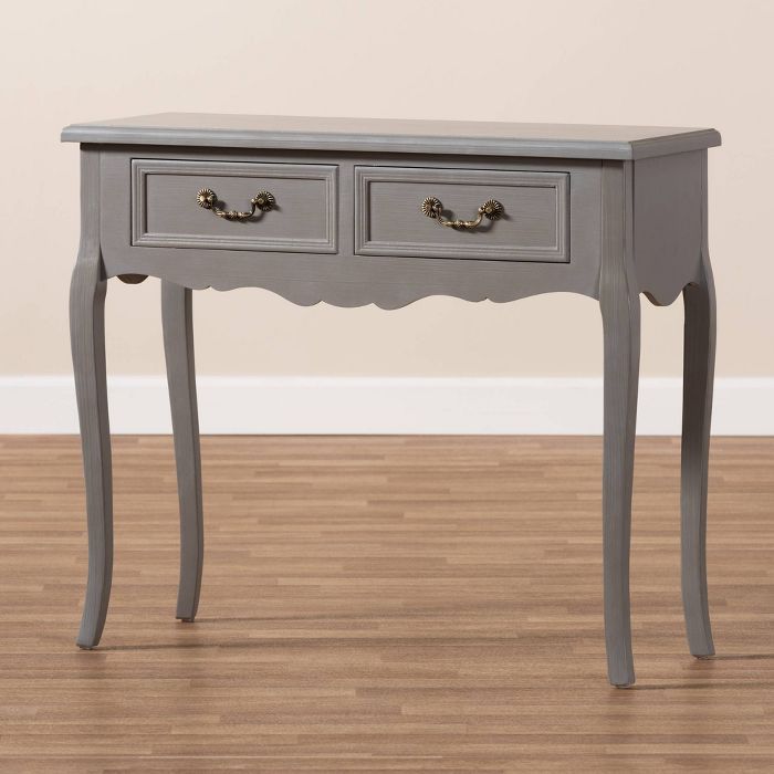 Capucine Finished Wood 2 Drawer Console Table Gray – Baxton Studio Regarding Brushed Antique Gray 2 Drawer Wood Desks (Photo 9 of 15)