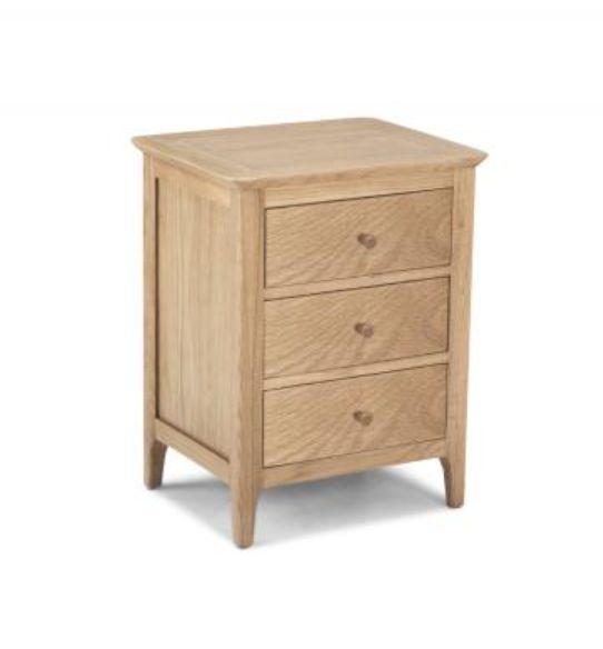 Carolina Oak 3 Drawer Large Bedside – Browns Furniture Within Burnished Oak 3 Drawer Desks (View 6 of 15)