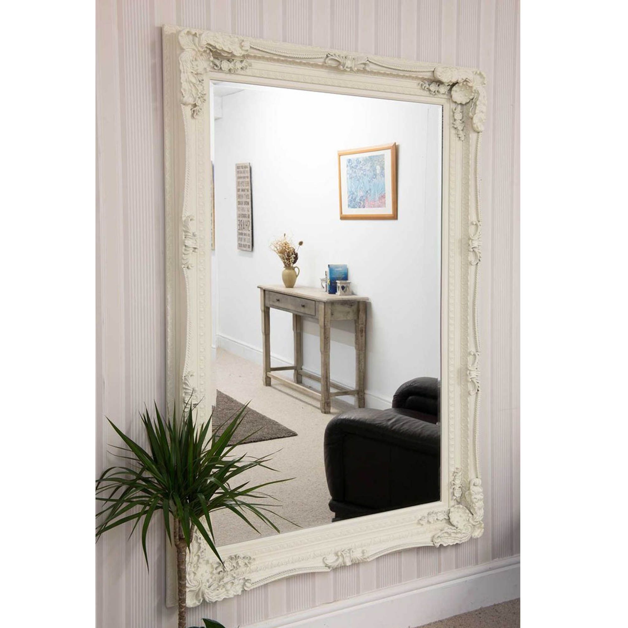 Carved Louis Antique French Style White Wall Mirror | Hd365 With White Wall Mirrors (View 11 of 15)