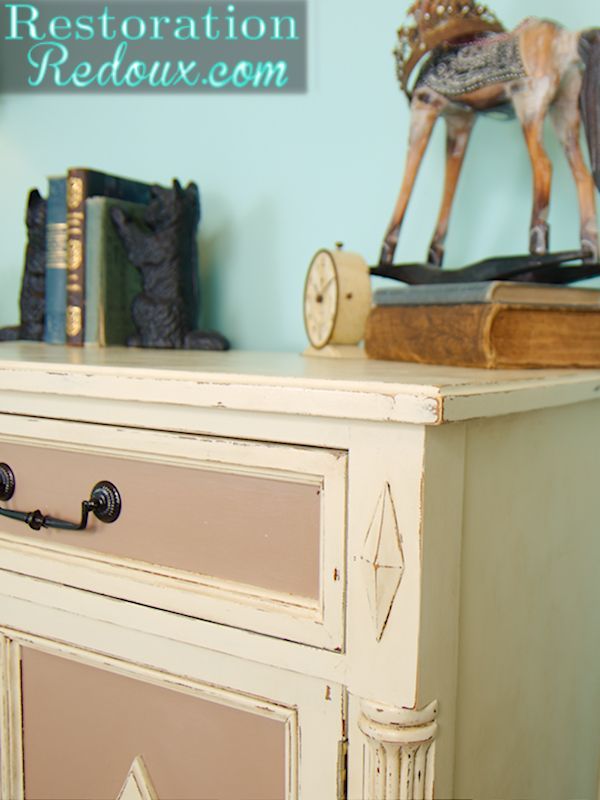 Chalkpainted Ivory Vintage Buffet Makeover | Vintage Buffet, Furniture With Regard To Antique Ivory Wood Desks (Photo 2 of 15)