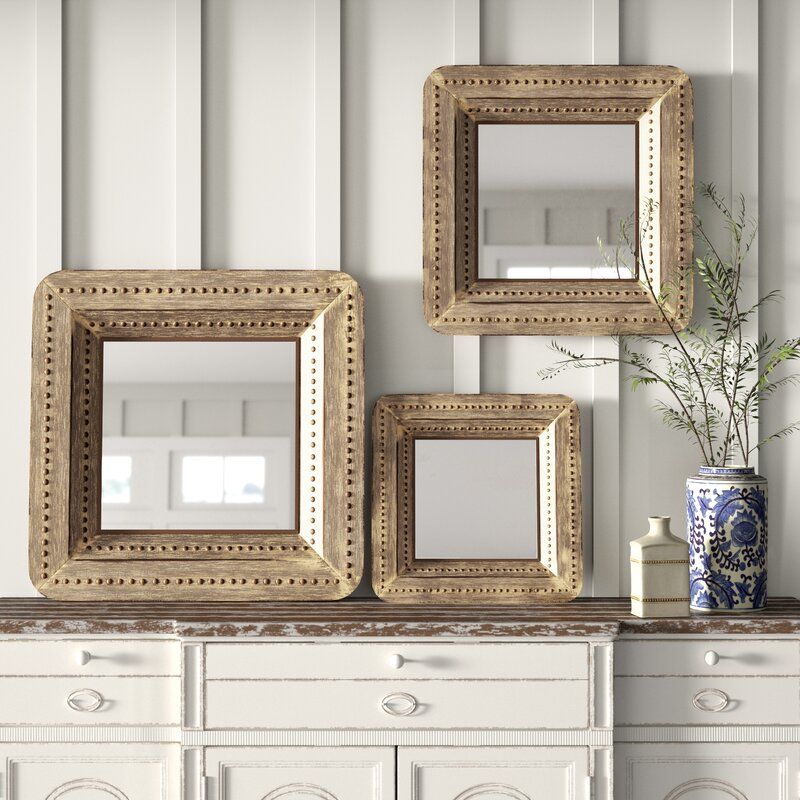 Charlton Home® Aldusa 3 Piece Modern & Contemporary Distressed Accent Within Harbert Modern And Contemporary Distressed Accent Mirrors (View 11 of 15)