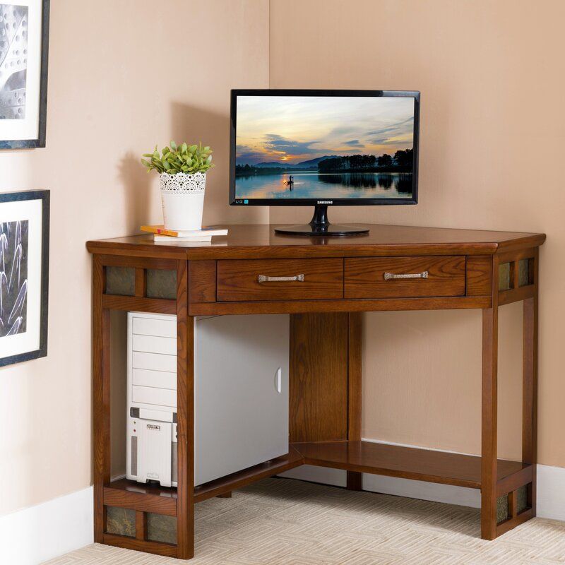Charlton Home Jablonski Solid Wood Corner Desk & Reviews: Table | Wayfair Pertaining To Oak Corner Computer Desks (View 11 of 15)