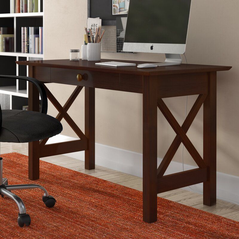 Charlton Home Tolley Solid Wood Desk & Reviews | Wayfair Intended For Walnut Rubberwood Desks (View 4 of 15)