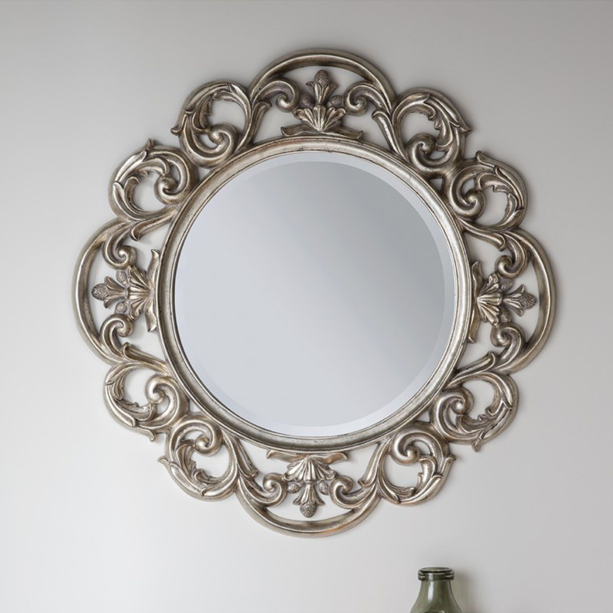 Chartwell Silver Wall Mirror | Wall Mirrors | Homesdirect365 With Silver Leaf Round Wall Mirrors (View 3 of 15)