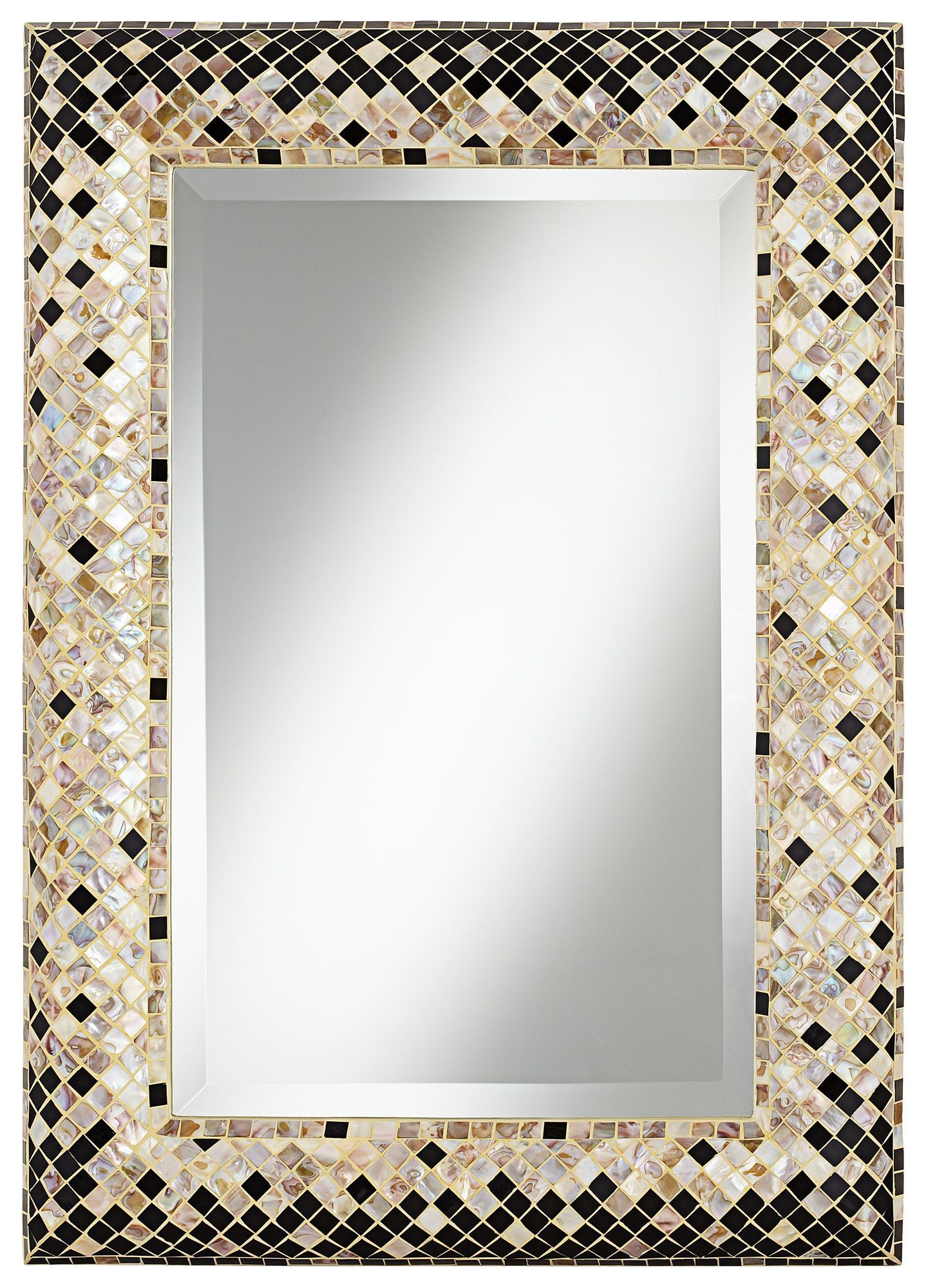 Checkered Sea Shell 33" Mosaic Wall Mirror – Eurostylelighting # Regarding Shell Mosaic Wall Mirrors (View 1 of 15)