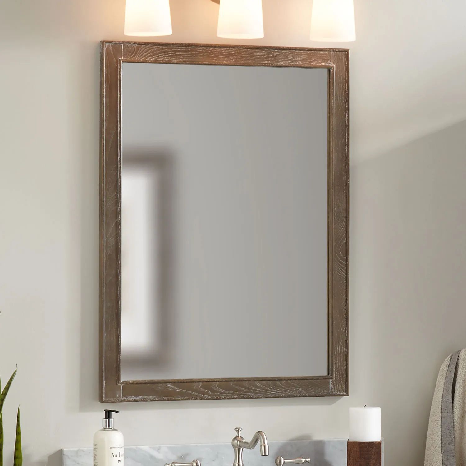 Chelles Vanity Mirror – Gray Wash – Bathroom Mirrors – Bathroom Intended For Gray Washed Wood Wall Mirrors (View 3 of 15)