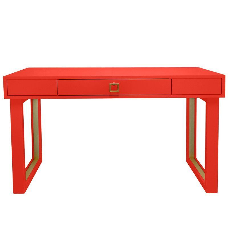 Chelsea Lacquer Desk – Bright Red (16 Colors Available) | Lacquer Desk Throughout Pink Lacquer 2 Drawer Desks (View 4 of 15)