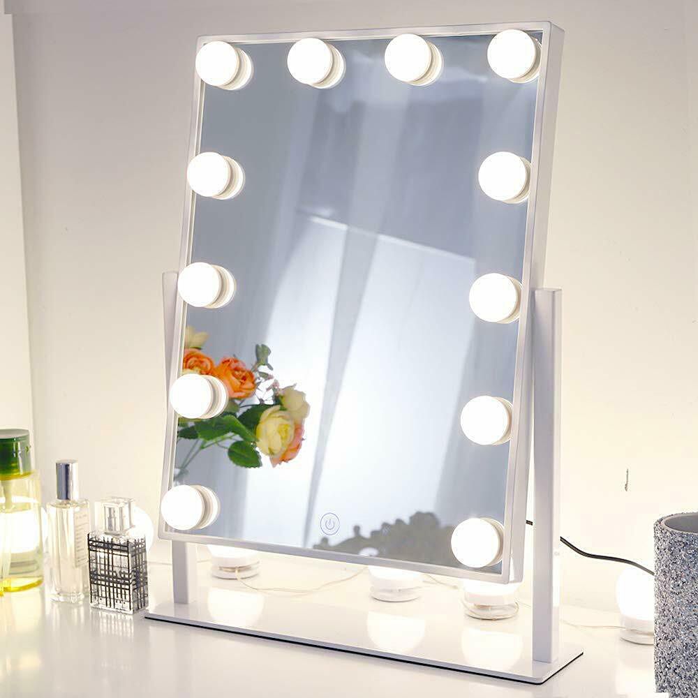 Chende 18.5'' X 11.8'' Glossy White Lighted Vanity Mirror With Dimmable With Tunable Led Vanity Mirrors (Photo 5 of 15)